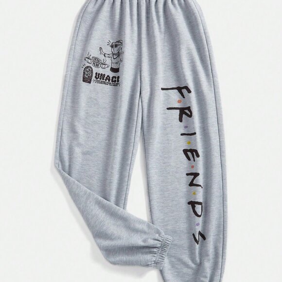 FRIENDS Baggy Grey 90's sweatpants joggers high-rise M track athletic pants - Picture 1 of 5